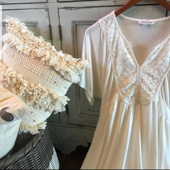 WHITE KIMONO BOHO MINI BEACH DRESS BOUTIQUE S M - Picture 2 of 4